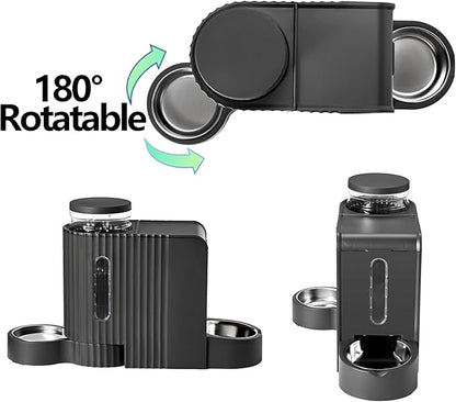 Automatic Cat Food Feeder and Water Dispenser,2 in 1 Gravity Cat Feeder and Water Dispenser with Stainless Steel Bowl,2 Pack Large Capacity Self Feeding for Small Medium Pets Puppy Kitten