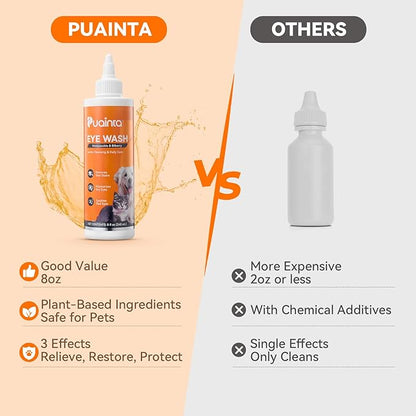 Dog Eye Drops, Eye Infection Treatment, Eye Drops for Dogs & Cats, Soothe Irritation Pink, Dry Eyes, Itchy Eye Wash Tear Stains, Debris Cleaner, Natural Daily Eye Care, Safe for Pets-8oz