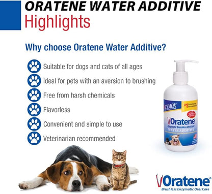 Pet King Brands ZYMOX Oratene Enzymatic Brushless Oral Care Water Additive, 8oz