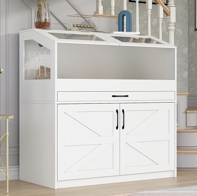 29.4" Indoor Guinea Pig Hamster Cages for Small Animals, Large Critter Nation Cage with Barn Doors, Frosted Acrylic, Metal Handles for Guinea Pig, Hamster, Gerbil, Hedgehog, White