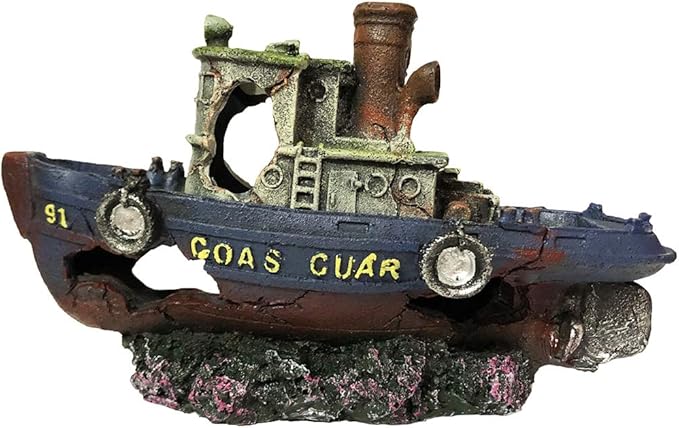 SLOCME Aquarium Large Shipwreck Decorations - Fish Tank Lifelike Ship Decor，Resin Material Large Pirate Ship Decor