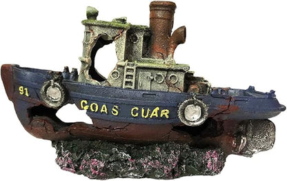 SLOCME Aquarium Large Shipwreck Decorations - Fish Tank Lifelike Ship Decor，Resin Material Large Pirate Ship Decor