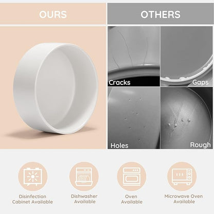 SPUNKYJUNKY Ceramic Dog and Cat Bowl Set with Wooden Stand, Modern Cute Weighted Food Water Bowl Set for Medium to Large Size Dogs (42 OZ, 2 × Grey)