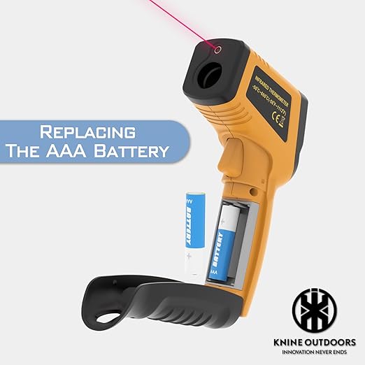 KNINE OUTDOORS Infrared Thermometer Laser Temperature Gun, -58℉ to 1112℉, Single Laser Targeting, Distance to Spot Ratio 12:1, for Cooking, Oven and Meat (Orange)