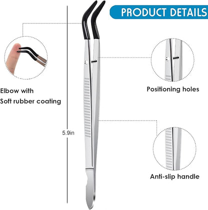 Woyrise 5Pcs Reptile Feeding Kit, 3Pcs Stainless Steel Feeding Tongs, Rubber Tipped Soft Tweezers, Bug Feeder Cricket Clamp, 2Pcs Reptile Food Dish Water Bowl for Reptiles,Gecko,Bearded Dragon, Spider