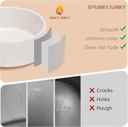 SPUNKYJUNKY 28.7OZ Ceramic Dog and Cat Bowl, Modern Cute Weighted Food Water Bowl for Replacement White (1 Pack)