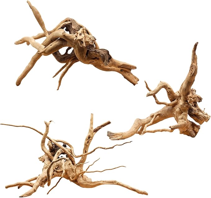 Hamiledyi 5.9-7.9in Aquarium Driftwood 3PCS Reptile Spider Wood Assorted Branches Natural Trunk Driftwood Tree Fish Tank Decoration