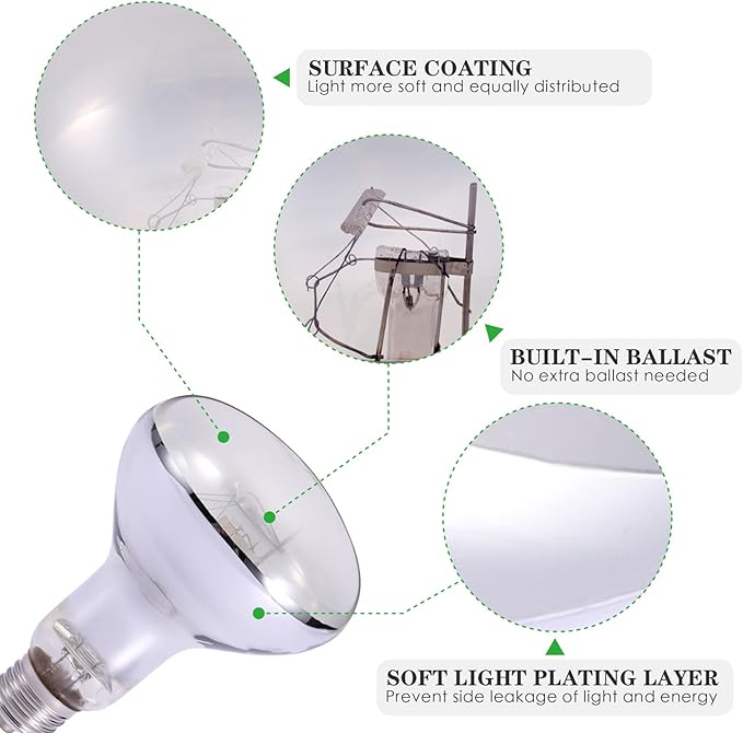 100W UVA UVB Reptile Light, Full Spectrum Reptile Heat Lamp Basking Bulb for Bearded Dragon, UVB Bulb Heat Light for Reptiles & Amphibians