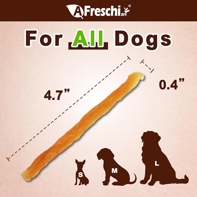 AFreschi Soft Turkey Tendon Strip 3.5 oz, Dog Treats for Soft Series, All Natural Human Grade Dog Treat, Suitable for Training chew, USA-Sourced Turkey Tendon, Rawhide Alternative, Soft Stick
