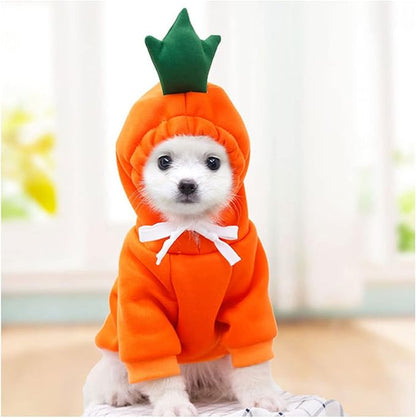 Warm Dog Winter Clothes Cute Fruit Dog Coat Hoodies Fleece Pet Dogs Costume Jacket for French Bulldog Chihuahua Ropa para Perro(Orange,XS)