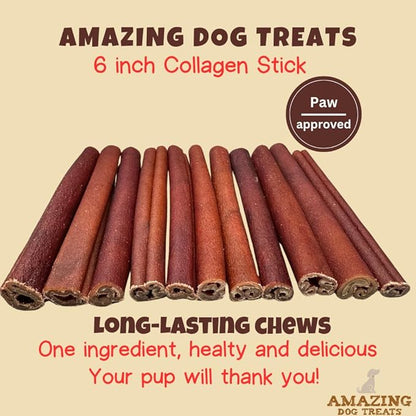 Amazing Dog Treats 6 Inch Collagen Stick - (75 Count)- Collagen Sticks for Dogs - No Hide Dog Bones