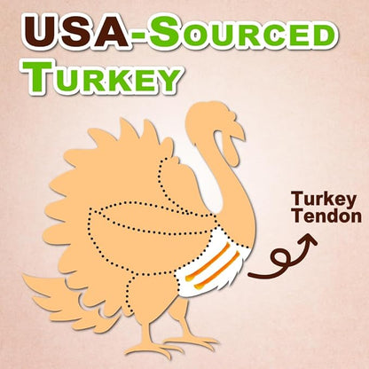 AFreschi Wrapped Turkey Tendon with Chicken Stick 3.5 oz, USA-Sourced Turkey Tendon, Dog Treats for Wrapped Series, All Natural Human Grade Dog Treat, Hypoallergenic, Rawhide Alternative