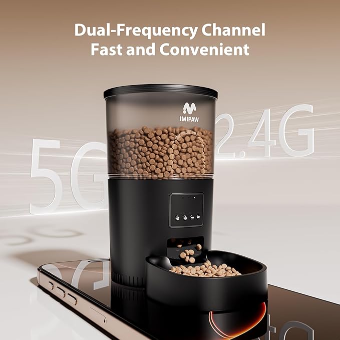 Automatic Cat Feeder 5G WiFi and Water Dispenser, Timed Dry Food Dispenser APP Remote Control, Programmable Portions, with Desiccant, Cat Fountains for Drinking with Filter, Small Pets (Combo)