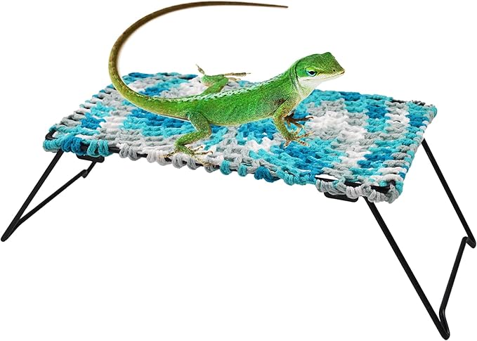 kathson Bearded Dragon Hammock Bed,Lizard Lounger for Rest Reptiles Pet Toy Reptile Hammock with Stand Climbing Accessories for Habitats Small Leopard Gecko Snake Chameleon