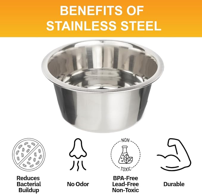 Neater Pet Brands 5 Cup (40 oz.) Stainless Steel Dog Bowls, Set of 2 Neater Feeder Replacement Bowls (Medium Deluxe Model), Dog Food Bowl & Water Bowl, Dishwasher Safe Metal Dish for Medium Dogs
