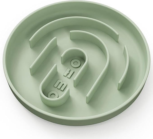 OHMO Slow Feeder Cat Bowl, Silicone Anti-Choking Dog & Pet Bowl, No Suction Cup, Slows Down Eating for Small Pets (S-Infinite, Sage Green)