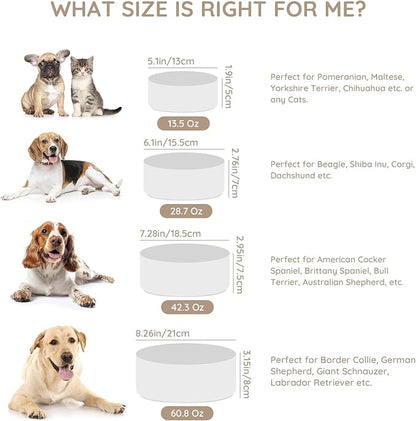 SPUNKYJUNKY 42OZ Ceramic Dog and Cat Bowl, Modern Cute Weighted Food Water Bowl for Replacement White (1 Pack)
