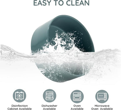 SPUNKYJUNKY 28.7OZ Ceramic Dog and Cat Bowl, Modern Cute Weighted Food Water Bowl for Replacement Light Green (2 Pack)