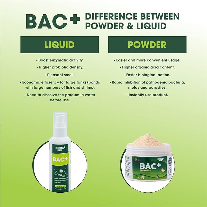 KOIKA BAC+ Aquarium Probiotics, Pleasant Smell, Disease Resistance, Immunity Boosting (BAC+ (New Formula), 105ml)