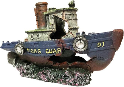 SLOCME Aquarium Large Shipwreck Decorations - Fish Tank Lifelike Ship Decor，Resin Material Large Pirate Ship Decor