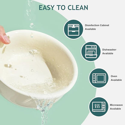 Elevated Ceramic Dog Bowls, Porcelain Raised Dog Bowl with Anti-Slip Stand, Pet Feeding Dishes for Medium Sized Dogs, Pet Feeder Bowl Set for Food and Water (6.3" Tall-28oz-Cream White)