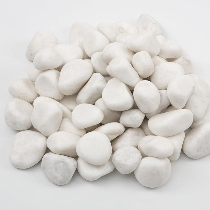 10lbs White River Rocks, Polished Pebbles for Plants, Garden, 1-2 Inch Decorative Stones, Ideal for Fish Tanks, Vases, Crafting, and Landscaping (Weight : 10 LB, Pure White)