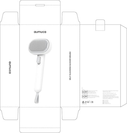 aumuca Cat Brush for Shedding, Cat Brushes for Indoor Cats, Cat Brush for Long or Short Haired Cats, Cat Hair Brush Cat Grooming Deshedding Brush for Dog Kitten Rabbit Massage Removes Loose Fur, White