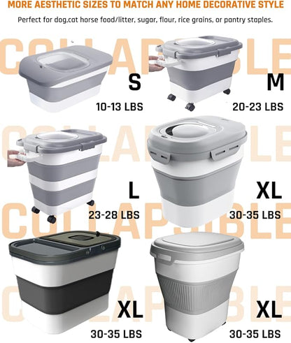 28-30Lbs Dog Food Storage Container, Collapsible Dog Food Container with Lid,Multifunctional Pet Food Storage Container for Dog,Cat,Rice,Flour,Pet Food Scoop and Small Container