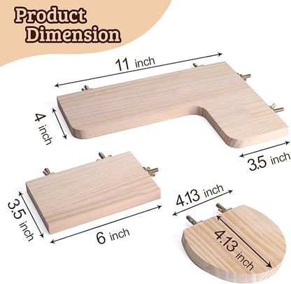 Chinchilla Cage Accessories Hamster Accessories, Chinchilla Toys Wood Platform Dwarf Hamster Cage Board, Chinchilla Cage Sturdy Standing and Jumping Wooden Board for Parrot Cage Rat Cage (Board)