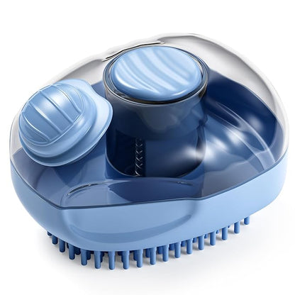 JIGA Cat Brush, Dog Bath Brush with Shampoo Dispensing, Dog Brush for Shedding with Self Cleaning, Dog Grooming Supplies, Blue