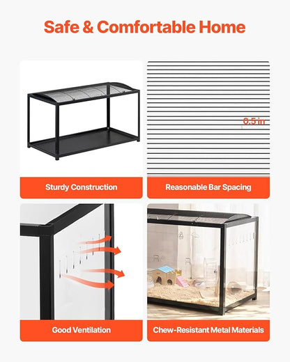 VEVOR Hamster Cage, 360 Viewing Transparent Hamster Habitats, Small Animal Cage