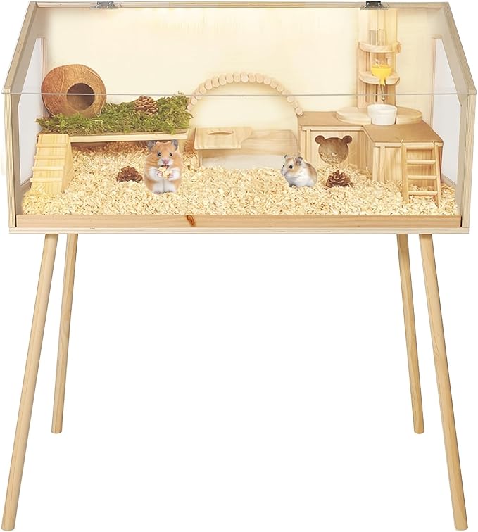 Hamster Cage with Legs,Large Hamster Habitats Chew Proof,Guinea Pig Cages with Acrylic Window & Openable Top,Small Animal Cage for Guinea Pig, Chinchilla, Gerbil - 40" l x 20" w x 47.5" h