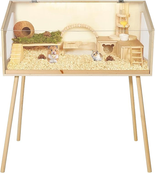 Hamster Cage with Legs,Large Hamster Habitats Chew Proof,Guinea Pig Cages with Acrylic Window & Openable Top,Small Animal Cage for Guinea Pig, Chinchilla, Gerbil - 40" l x 20" w x 47.5" h