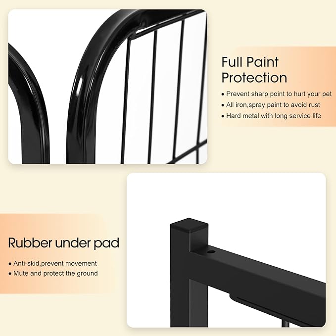 BestPet | Dog Playpen | 24 Inch, 8 Panels | Heavy Duty Metal Pet Exercise Pen | Indoor Outdoor Fence Panels | Rust-Resistant, Removable, Tool-Free Setup | Anti-Skid, Expandable Design