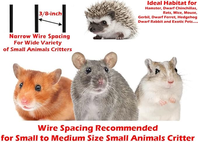 Pet Products Universal X-Large 4-Level Small Animals Home Critters Habitat Cage Narrow 3/8-inch Wire Spacing for Wide Variety Exotics Animal Hamster Rat Mouse Guinea Pig