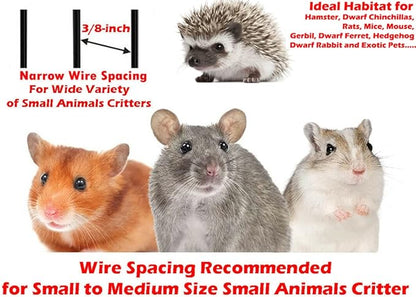 Pet Products Universal X-Large 4-Level Small Animals Home Critters Habitat Cage Narrow 3/8-inch Wire Spacing for Wide Variety Exotics Animal Hamster Rat Mouse Guinea Pig