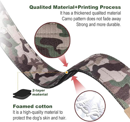 TSPRO Tactical Dog Collar, Adjustable, with Patch & Double Needle Metal Buckle, Heavy Duty for Medium to Large Dogs, Durable for Walking, Running, Hiking & Training (Military Green M+)