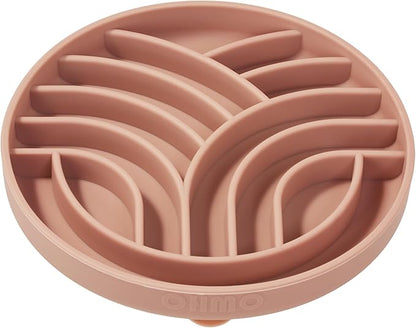 OHMO Slow Feeder Dog& Cat Bowl, Silicone Puppy Cat Food Bowl with Anti-Slip Suction Cup Slow Down Small Dogs Eating, Anti Choking (S-Tree of Life,Coral)
