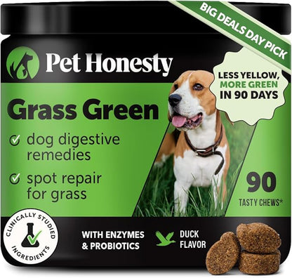 Grass Green Dog Chews - Urine Neutralizer for Lawn, Dog Pee Grass Helps Yard Stay Green Addressing Burn Spots with Probiotics & Enzymes (Duck)