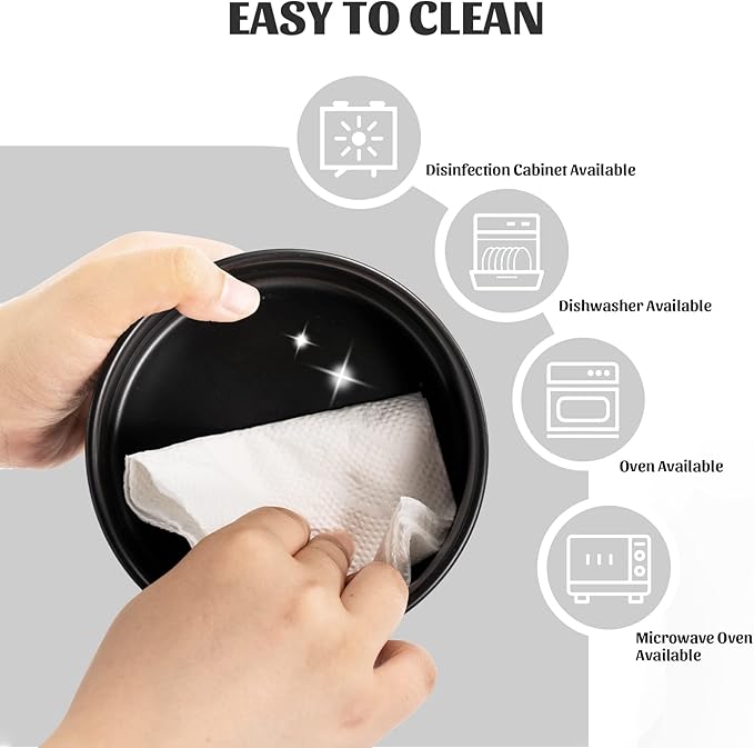 SPUNKYJUNKY 13.5OZ Ceramic Dog and Cat Bowl, Modern Cute Weighted Food Water Bowl for Replacement Black (1 Pack)