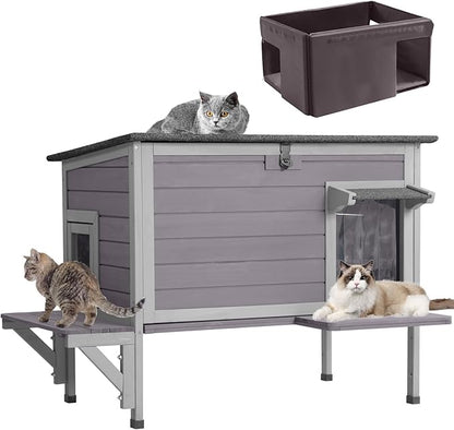 GUTINNEEN Outdoor Cat House Insulated for Winter Weatherproof Feral Cat Shelter