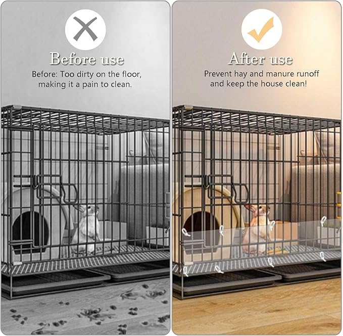 Pet Cage Liner Protection, Rabbit Cage Plastic Panels, 18 PCS Cage Urine Guard for Rabbit, Guinea Pig, Hamster, Hedgehog, Chinchilla, Ferret, Bunny - Transparent, 11.8"x5.9"