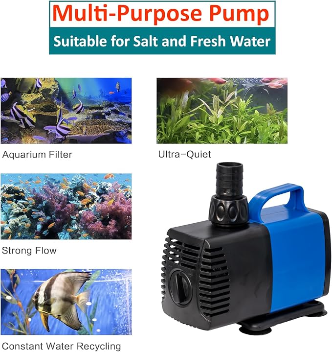 1190 GPH Submersible Pump(4500L/H,35W) Ultra Quiet Adjustable Amphibious Internal External Water Pump for Pond,Aquarium,Fish Tank,Fountain,Hydroponics,Statuary,Sump Pump - 2 Pcs