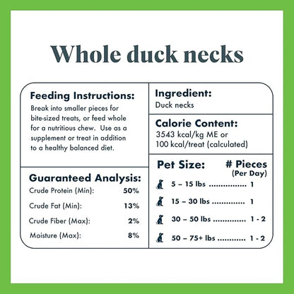 King Lou Pets - Whole Duck Necks for Dogs and Cats - Single Ingredient Dog Treat - Dehydrated Cat Treats - USA-Made Dog and Cat Treats - Supports Hip and Joint Health - 20 Count