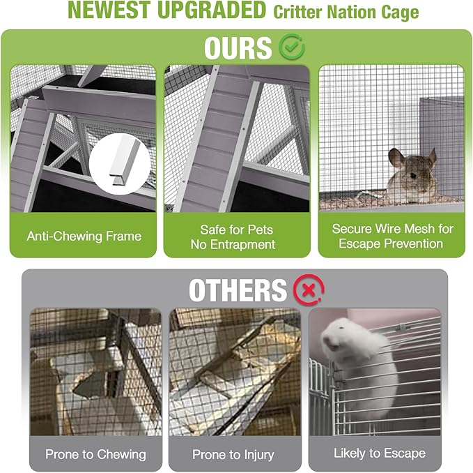 GUTINNEEN Large Chinchilla Cage, 4 Levels Ferret Cage - Large Critter Nation Hutch with Chew-Proof Aluminium Edge & PVC Layer, Brake Wheels Moveable - for Hamster, Rat, Gerbil