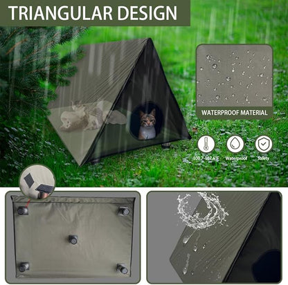 Heated Cat House, Outdoor Cat House for Winter, 36.2"x23.6"x23.6" Insulated Shelter for Cats, Strays and Ferals, Waterproof Cat House with Heating Pad for Winter, Olive