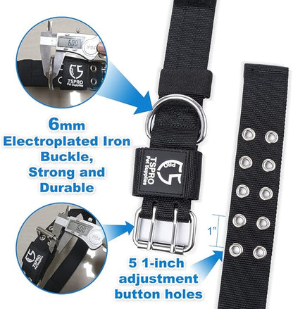 TSPRO Tactical Dog Collar, Adjustable, with Patch & Double Needle Metal Buckle, Heavy Duty for Large to Extra Large Dogs, Durable for Walking, Running, Hiking & Training (Black L-XL)