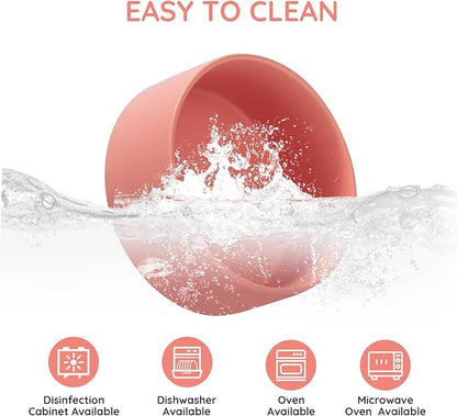 SPUNKYJUNKY 28.7OZ Ceramic Dog and Cat Bowl, Modern Cute Weighted Food Water Bowl for Replacement Pink (1 Pack)