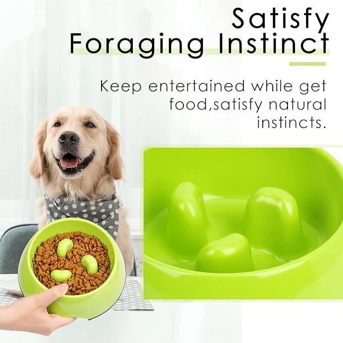 SUPERDESIGN Slow Feeder Dog Bowl Cat Bowl 1 Cup Slow Feeding Dog Bowl for Small Medium Breed Anti Gulping Healthy Eating Interactive Bloat Stop Alternative Non Slip Puzzle Dog Food Bowl, Green