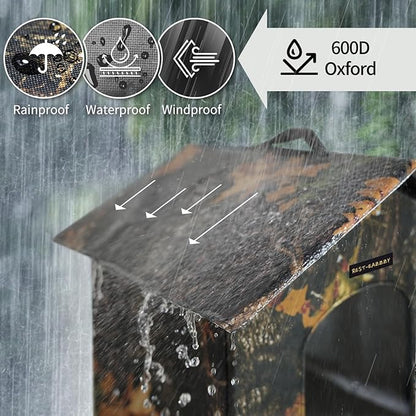 Rest-Eazzzy Outdoor Cat House, Feral Cat House Insulated with Mat and Clip, Weatherproof and Insulated, Cat Beds for Cats Kittens Puppies, Never Blow Away (Leaf, S 13" X 13" X 14")